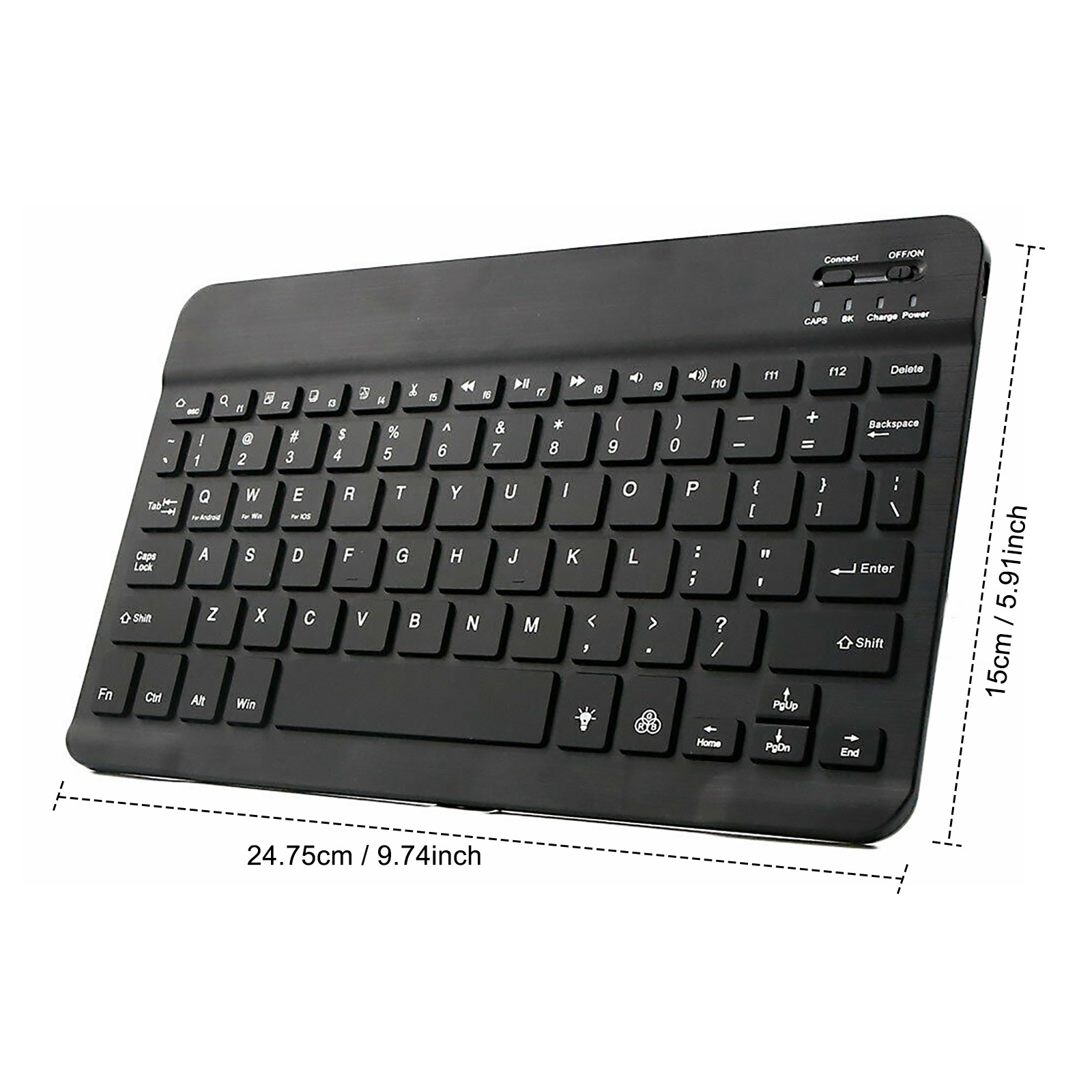 BLACK 10″ Wireless Slim Bluetooth Keyboard Universal For iPad PC Laptop Tablet