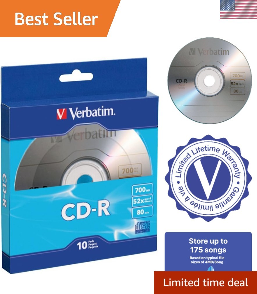 Blue 10 Pack CD-R Blank Discs – 700MB & 80 Minutes for Versatile Digital Media