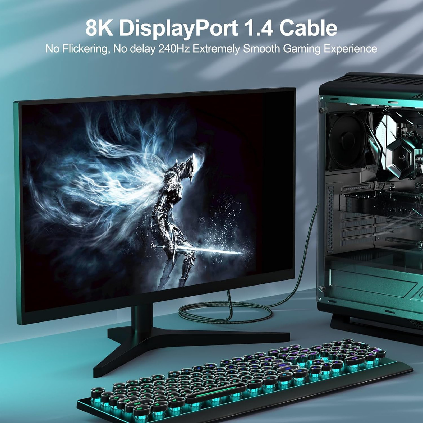 DisplayPort 1.4 Cable High Speed 8K 6 Feet Black Compatible with Gaming Monitors