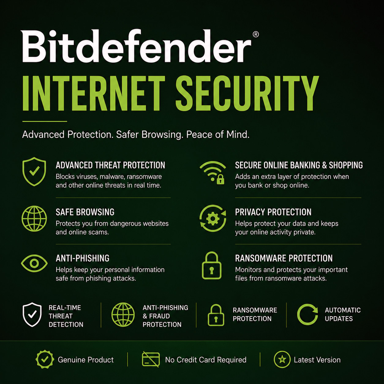 Bitdefender Internet Security 2026 – 1 To 4 Years 1 To 10 Devices + Daily VPN