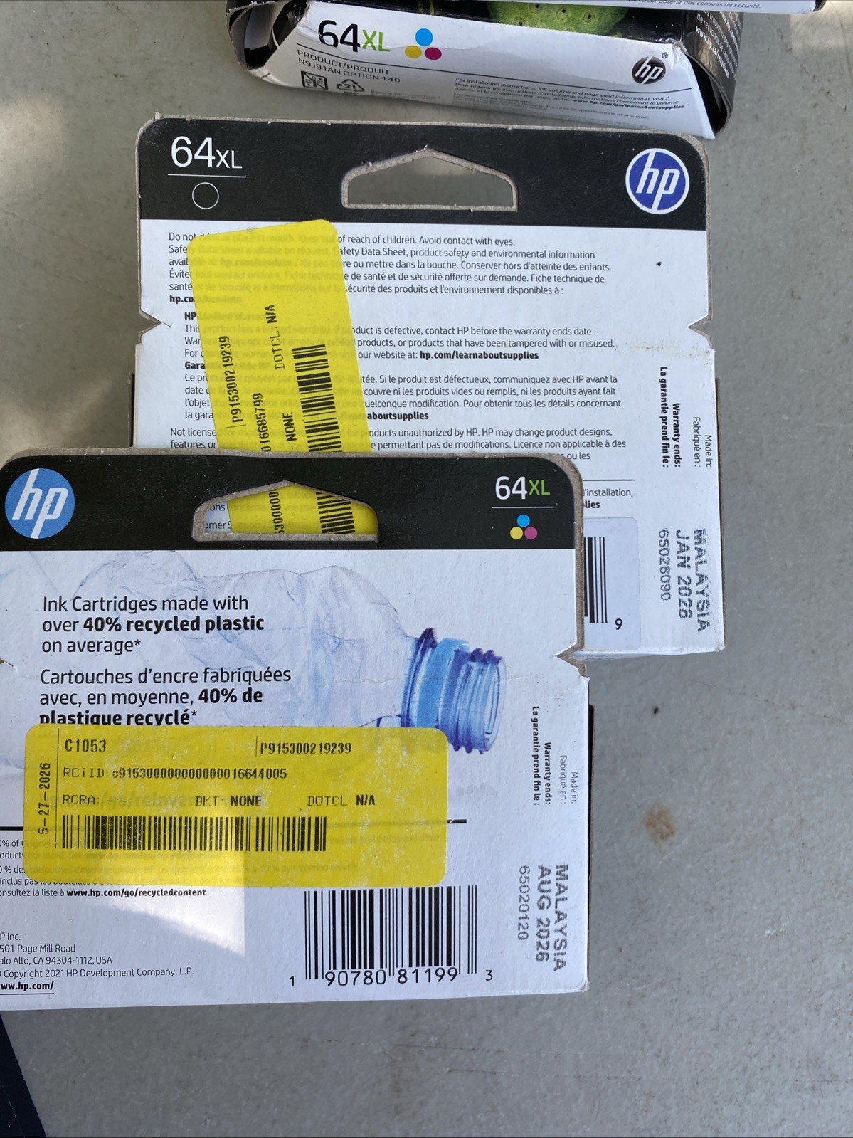 HP 64XL Black And 64 Tricolor Original Genuine Ink Cartridges