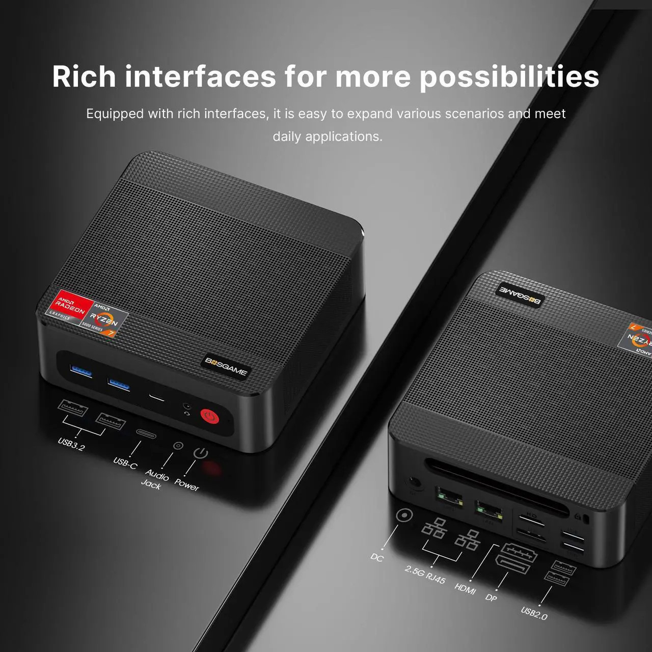 BOSGAME P4 Light Gaming Mini PC, Ryzen 7 5825U, 32GB RAM 1TB SSD, 11 Pro