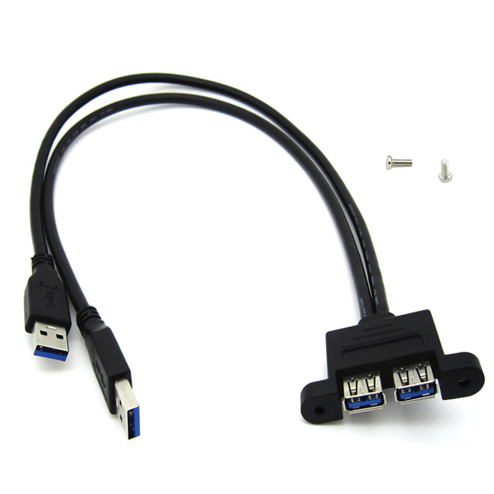 30cm Dual USB 3.0 A Male to USB 3.0 Female Extension Cable Panel Mount Adapter e