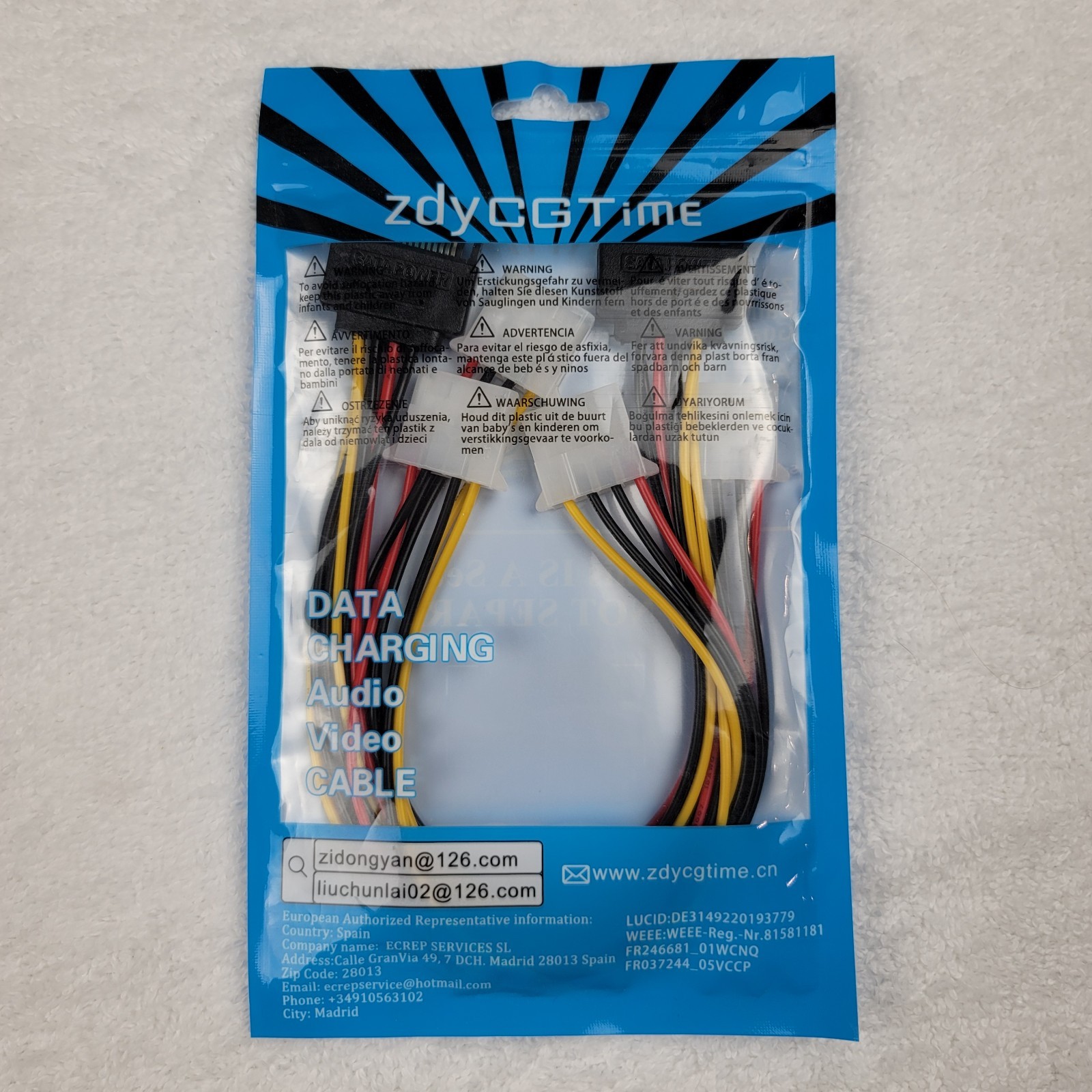 SATA 15pin to Dual 4pin Molex Power Cord Cable 30cm IDE HDD DVD 2Pack zdyCGTime