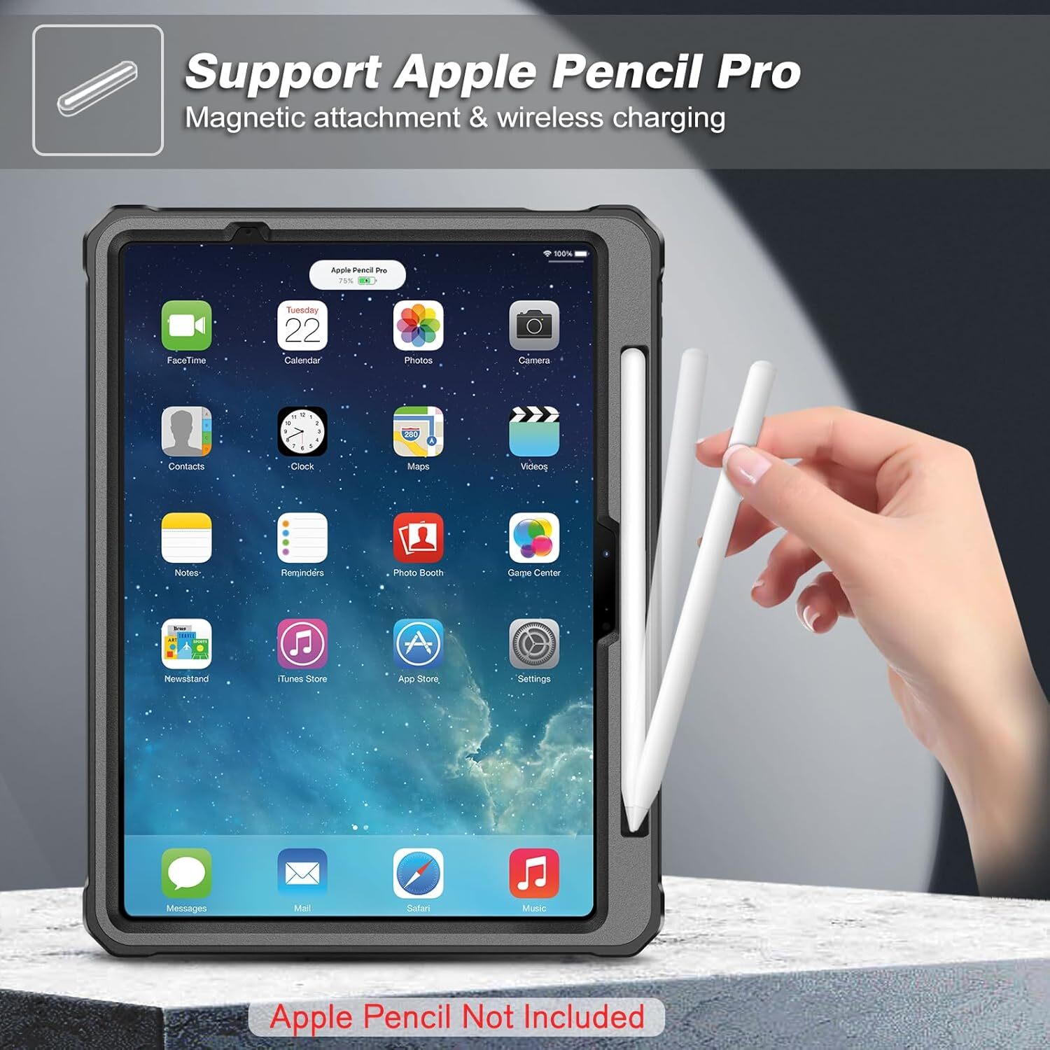 Shockproof Case for iPad Air 11-inch M2 (2024) Rotating Grip Stand Rugged Cover