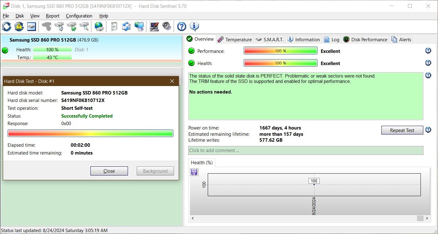 *Low Writes* Samsung 860 Pro 512GB 3D V-NAND SSD (MZ-76P512) 6Gb/s 2.5″ 7mm