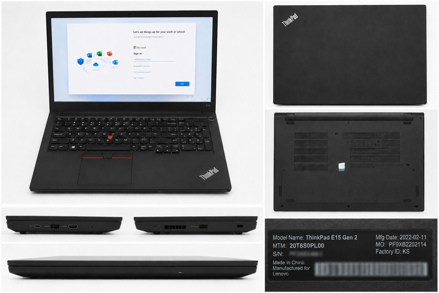 Lenovo ThinkPad E15 Gen 2 15.6″ Ryzen 7 4700U 16GB 512GB Win11Pro *NO CHARGER*