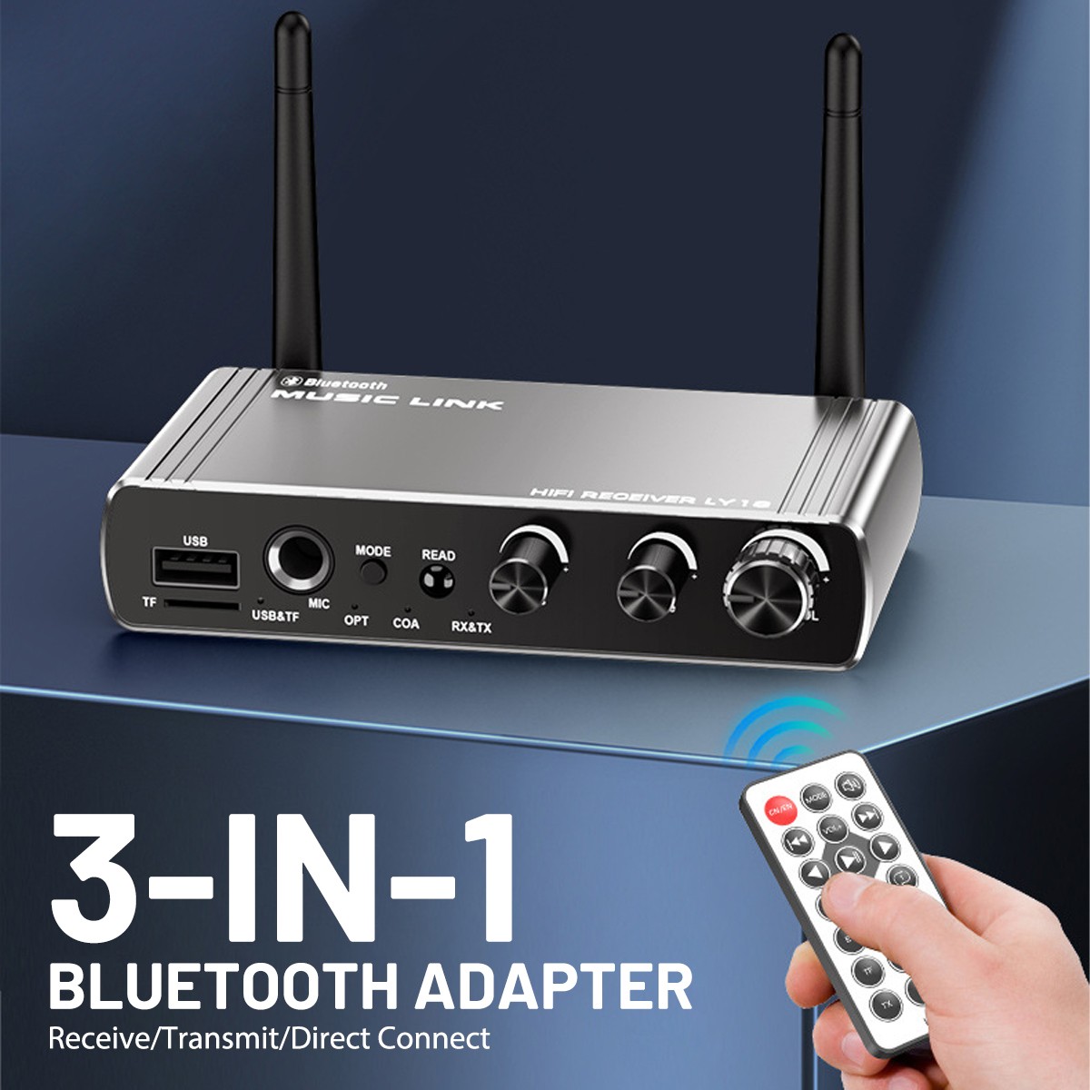 Bluetooth 5.4 Home Stereo Audio Receiver AUX/USB Optical HD Music to RCA Adapter