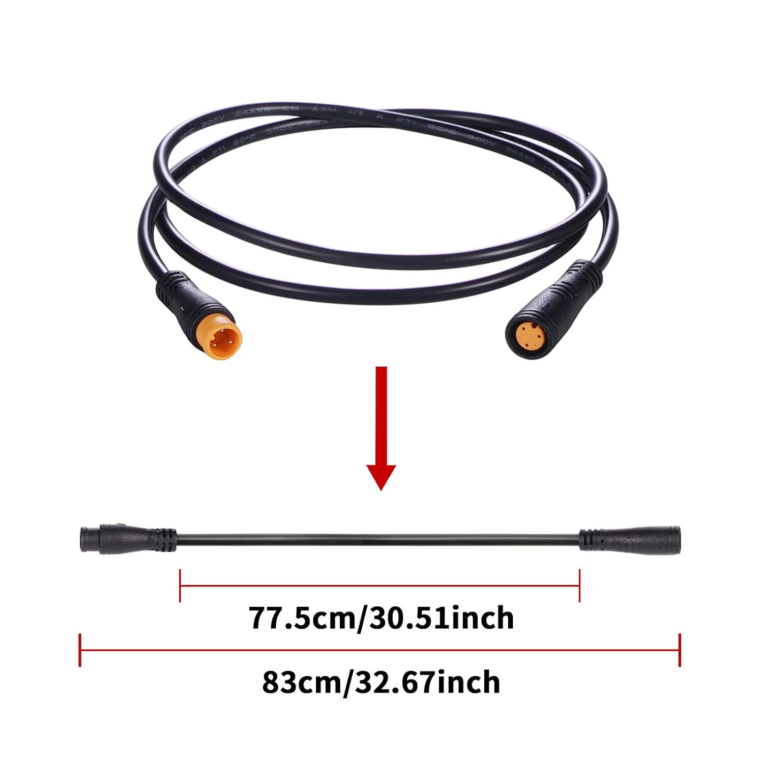 Ebike Extension Cable Waterproof Plug 2/3/4/5/6/8/9 Pin Female to Male Connector
