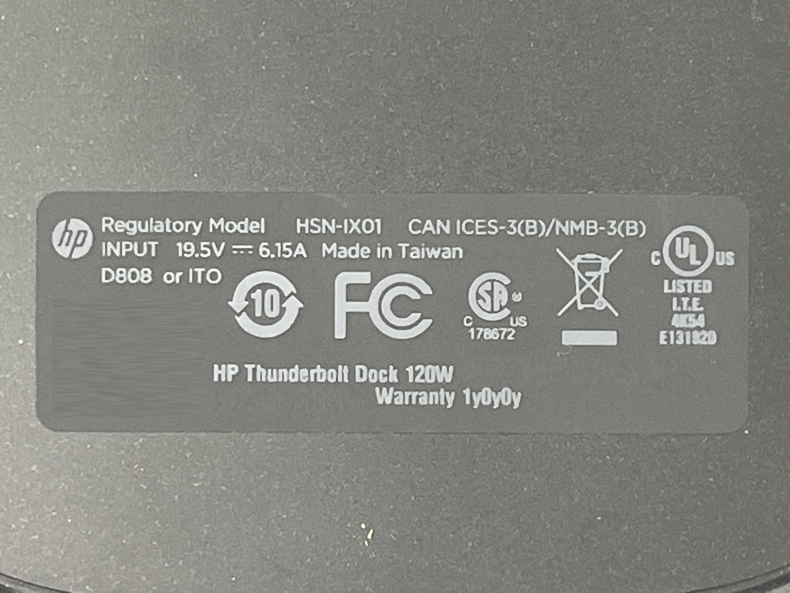 HP Thunderbolt Dock 120W G2 Docking Station HSN-IX01 with AC Adapter