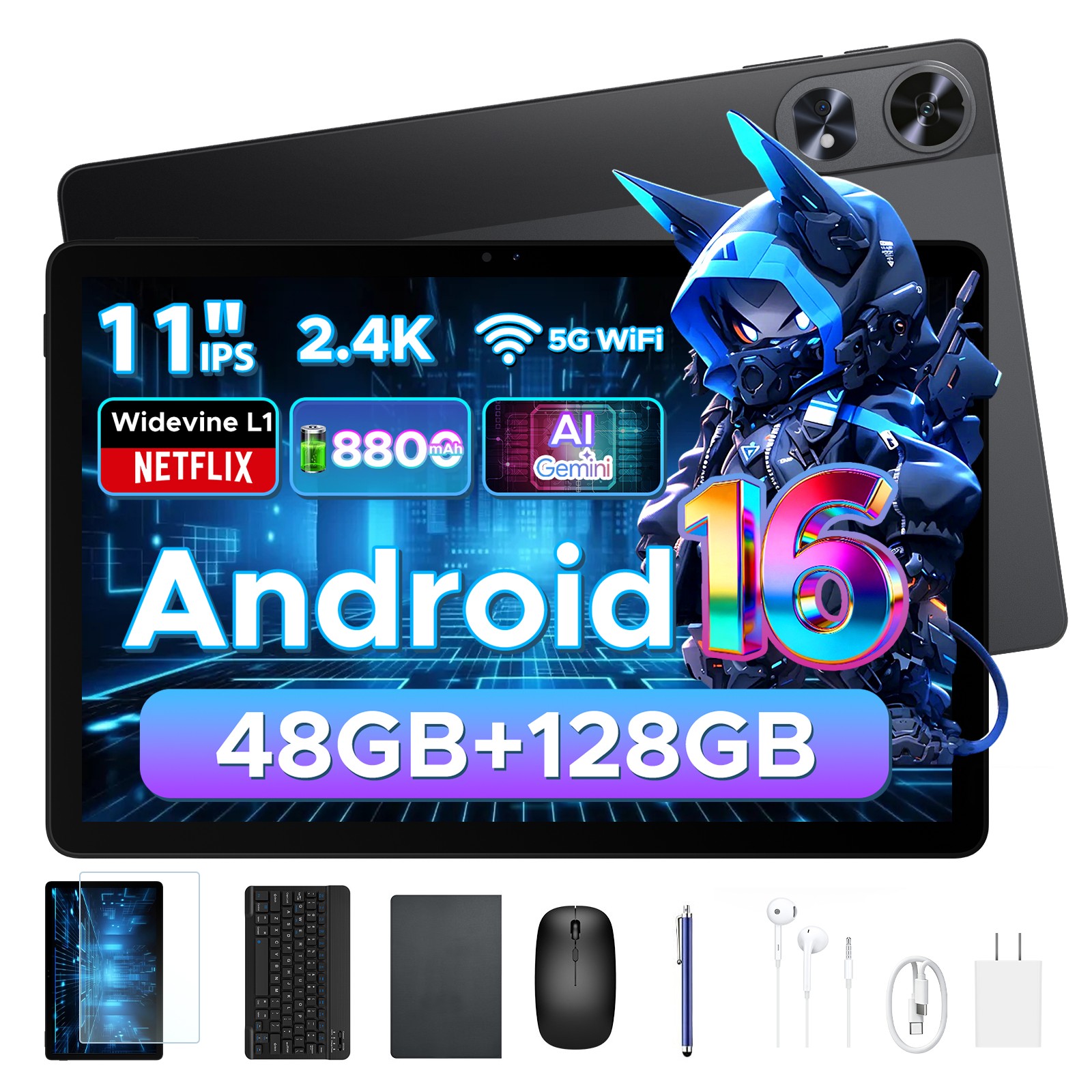 AORLYM P11PRO Android 16 Tablet 11 Inch 48GB+128GB 8800mAh 5G WiFi Widevine L1