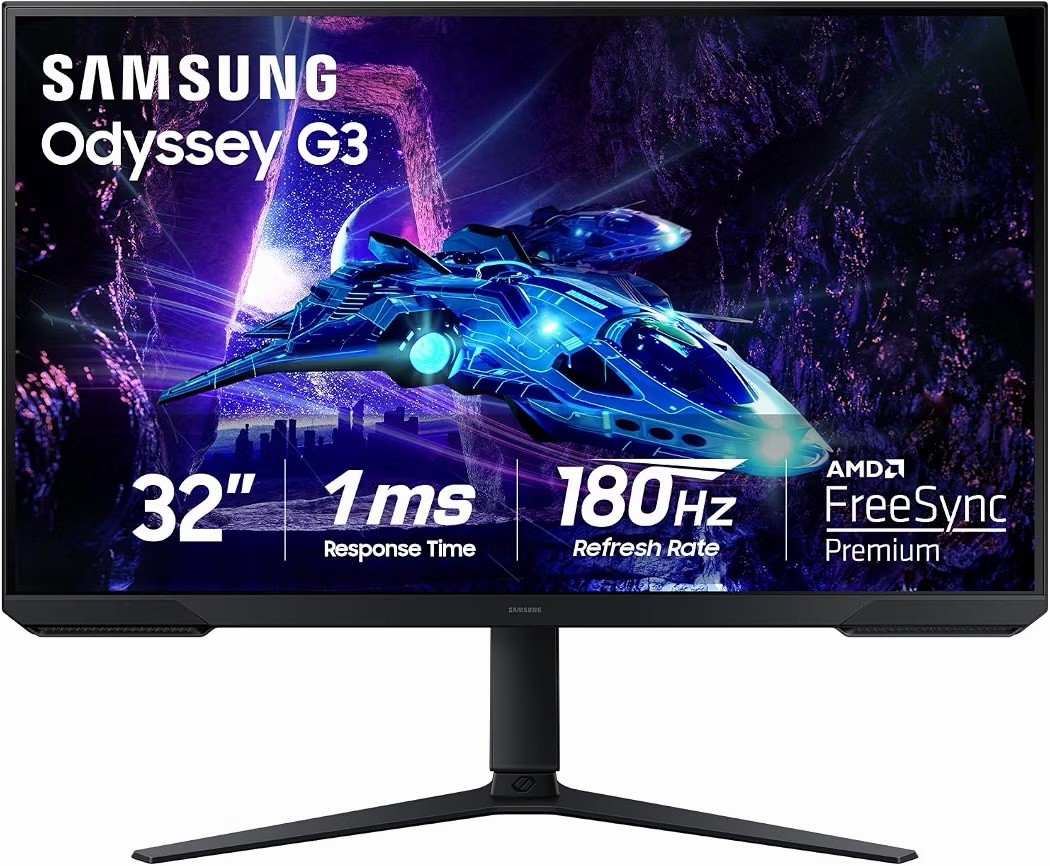 Samsung 32-Inch Odyssey G3 (G30D) FHD Gaming Monitor, 1ms, 180Hz, AMD FreeSync