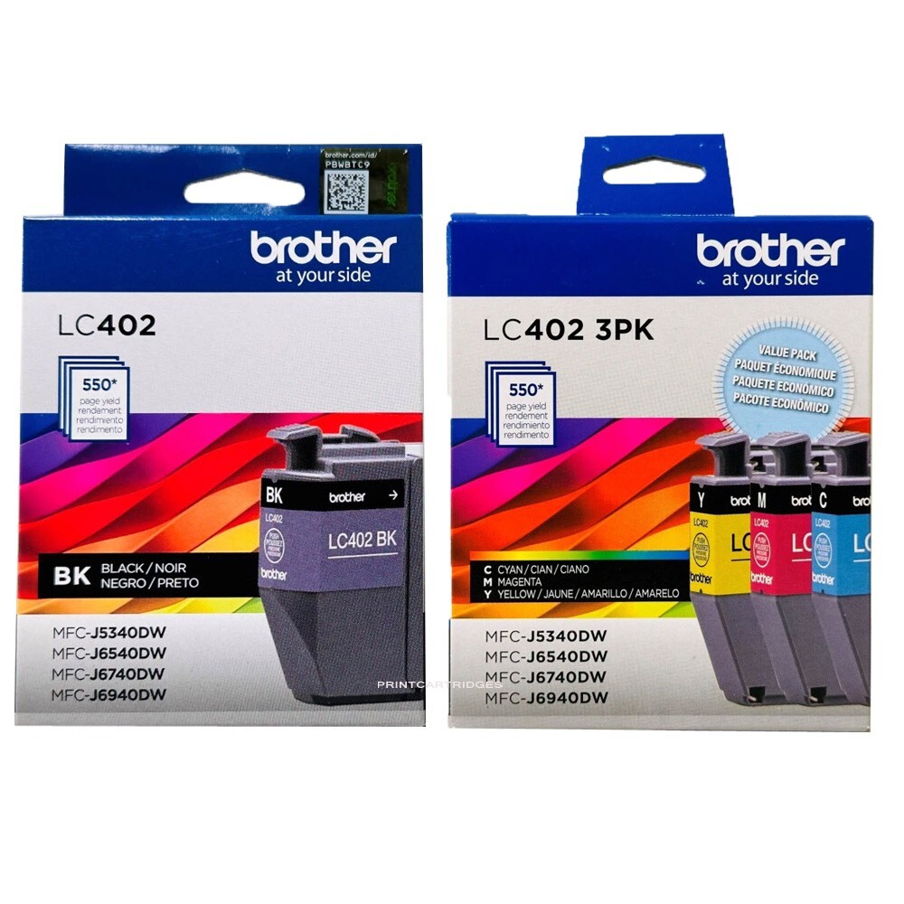 Genuine Brother LC402 Ink 4 Pack for MFC-J5340DW MFC-J6540DW MFC-J6740DW