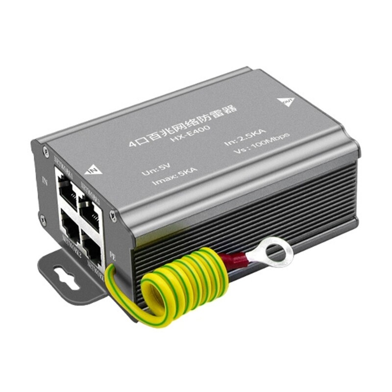 POE Networking Surge Protector 4Port Ethernet Surge Protector 100Mbps/1000Mbps