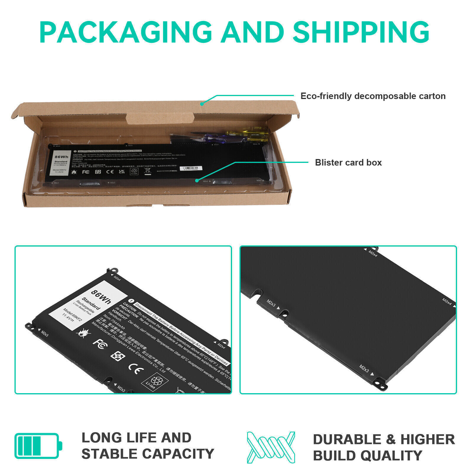 ✅LOT 86Wh 69KF2 Battery For Dell Alienware M15 M17 R3 XPS 15 9500 9510 8FCTC NEW