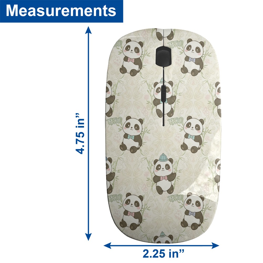 Pandas Bows Hats Pattern, Optical Wireless Mouse, Desktop Laptop Mice