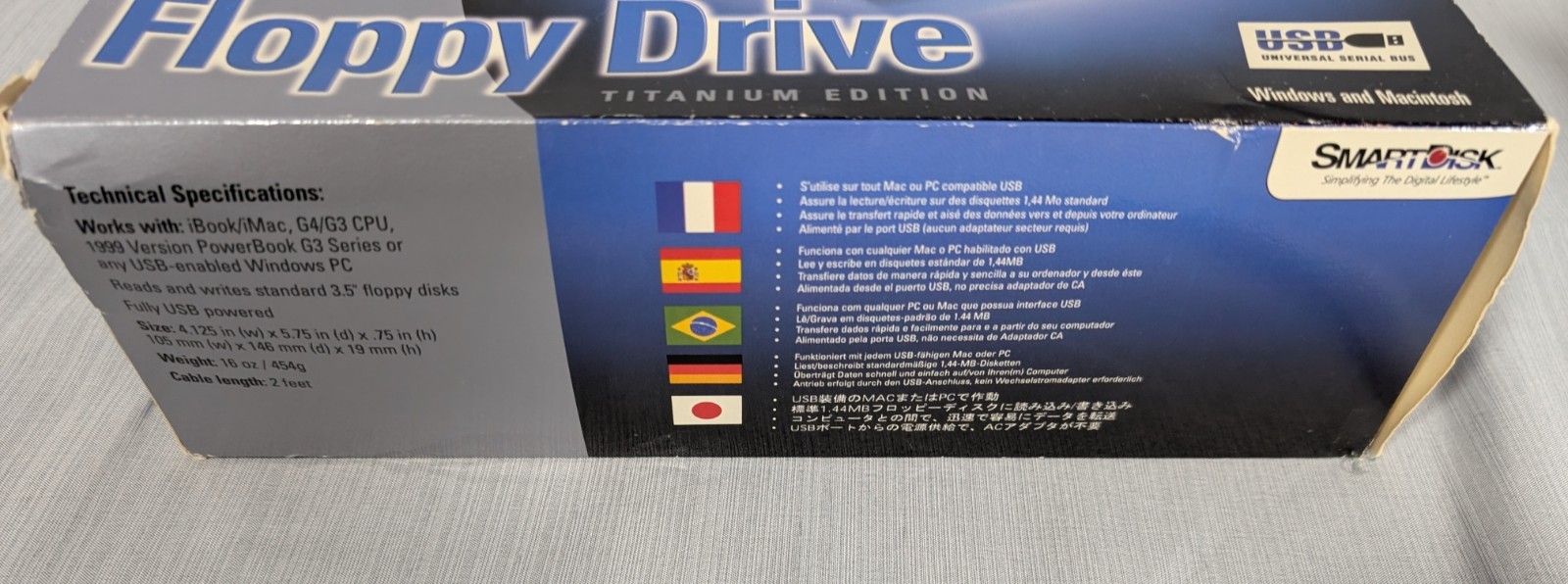 SmartDisk External USB 3.5″ Floppy Drive for PC or Mac/Titanium Edition/Tested