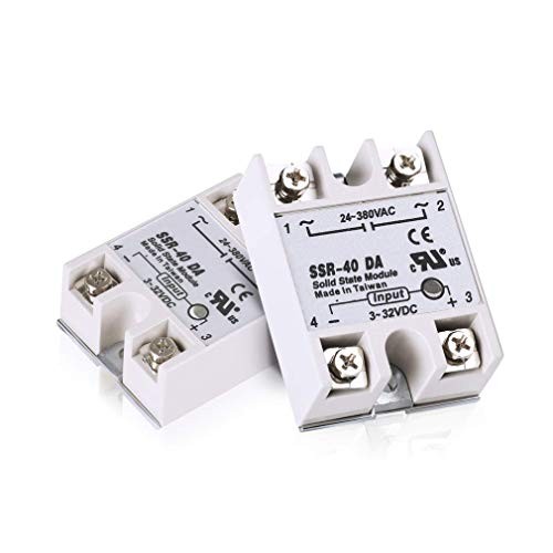 2pcs Solid State Relay Single Phase Semi-Conductor Relay Input 3-32V SSR-40DA