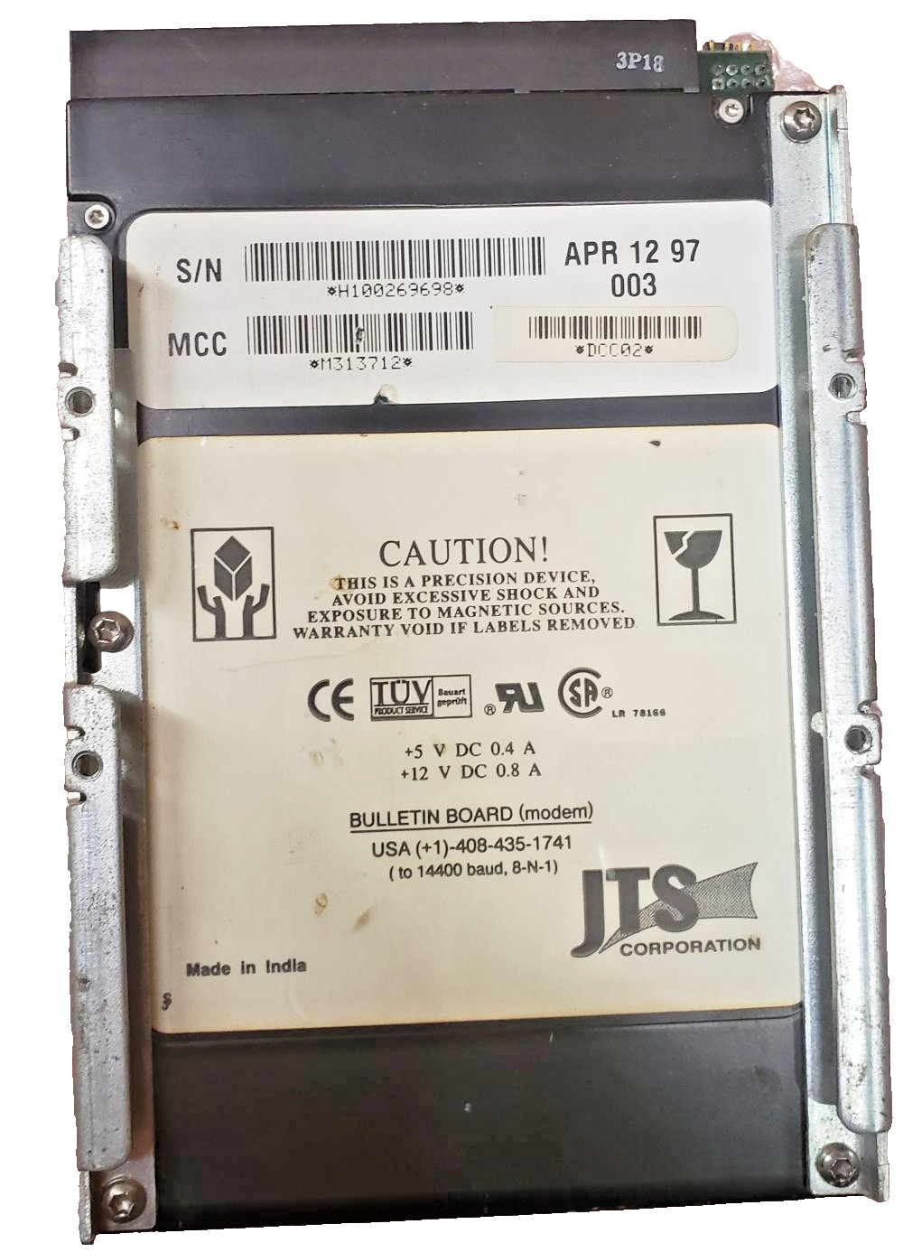 Vintage JTS Champ C1300-2AF 1.3GB IDE hard disk drive Born to be cheap, now dead