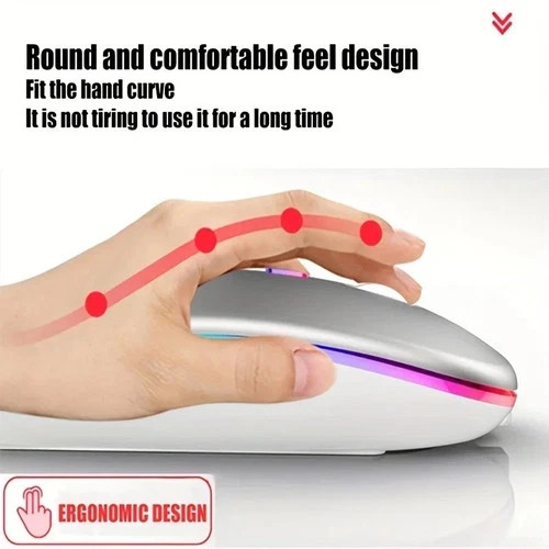 Wireless Bluetooth Mouse 2.4G Dual Modes Rechargeable Mice RGB Ergonomic Silent