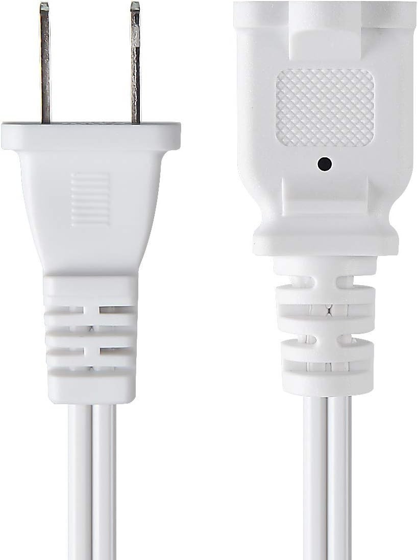 2 Prong Extension Cord AC 2-Prong Male and Female Power Cable 16AWG 13A/125V…