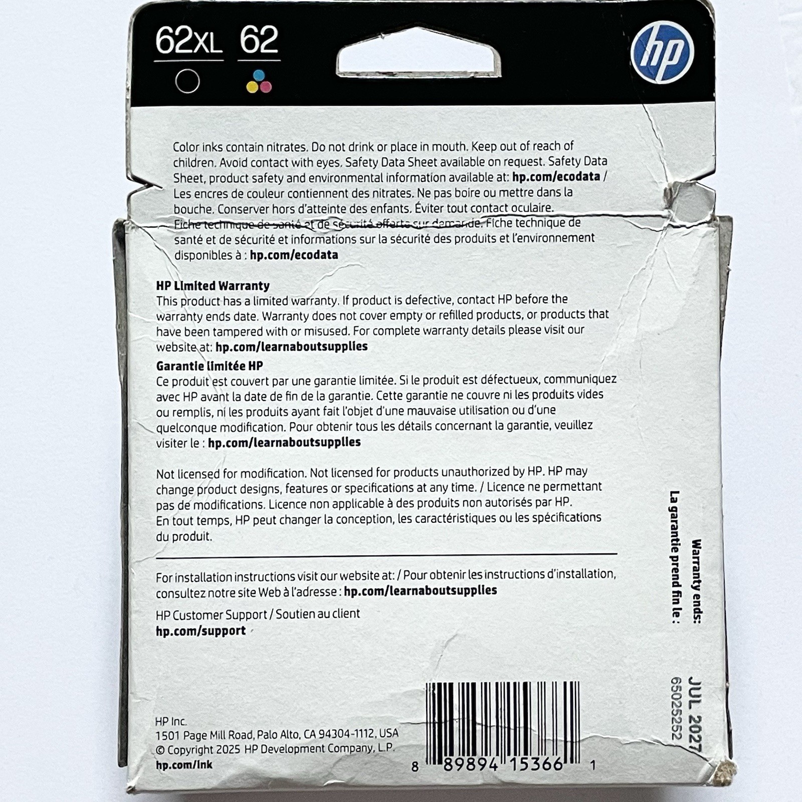 Genuine HP 62XL + 62 Black High Yield Tri-Color Combo Pack Cartridges N9H67FN