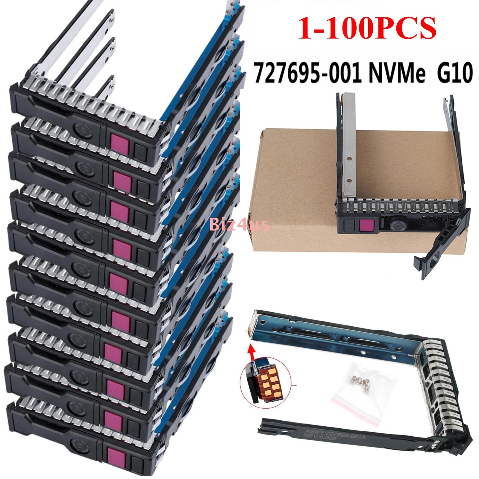 Lot 2.5″ NVMe HARD DRIVE CADDY TRAY FOR HP PROLIANT DL380 DL360 GEN10 727695-001
