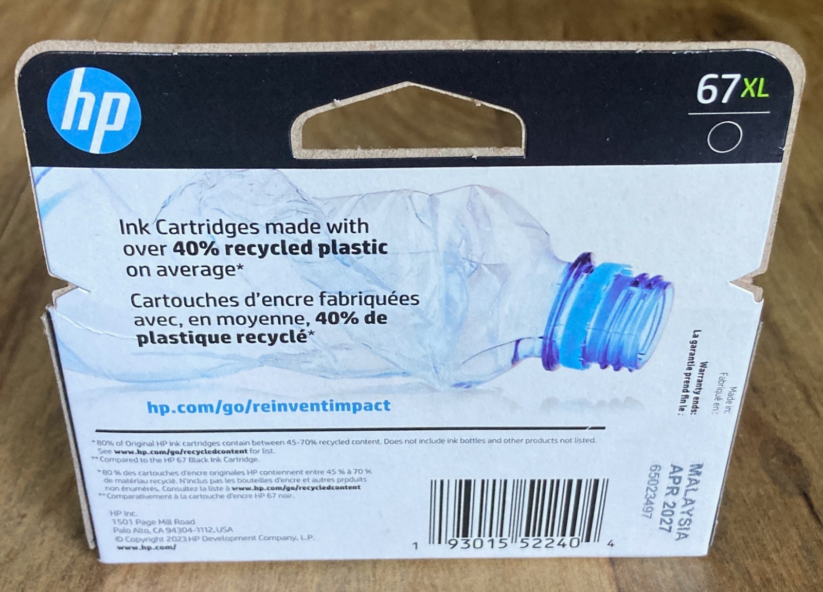 HP 67XL Black Ink Cartridge Genuine Expires April 2027 NEW SEALED