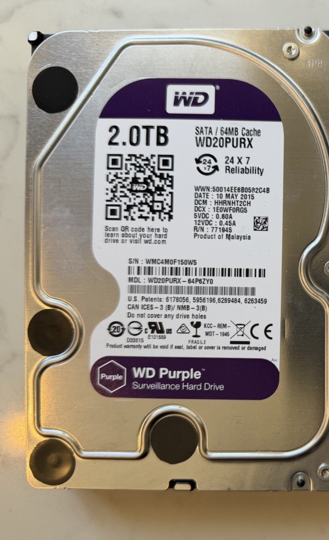 Western Digital Purple 2TB WD20PURX-64P6ZY0 3.5″ 5400 RPM SATA 6Gb/s Hard Drive