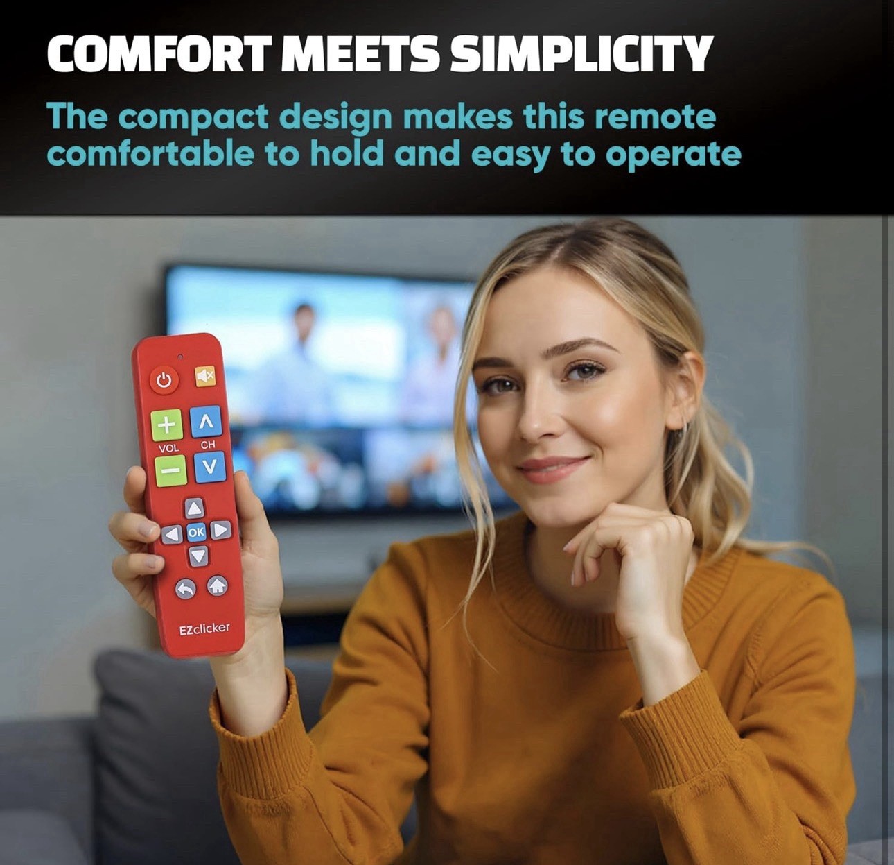 Big Button Universal TV Remote () Simple Easy to Use, Great for Seniors, Red