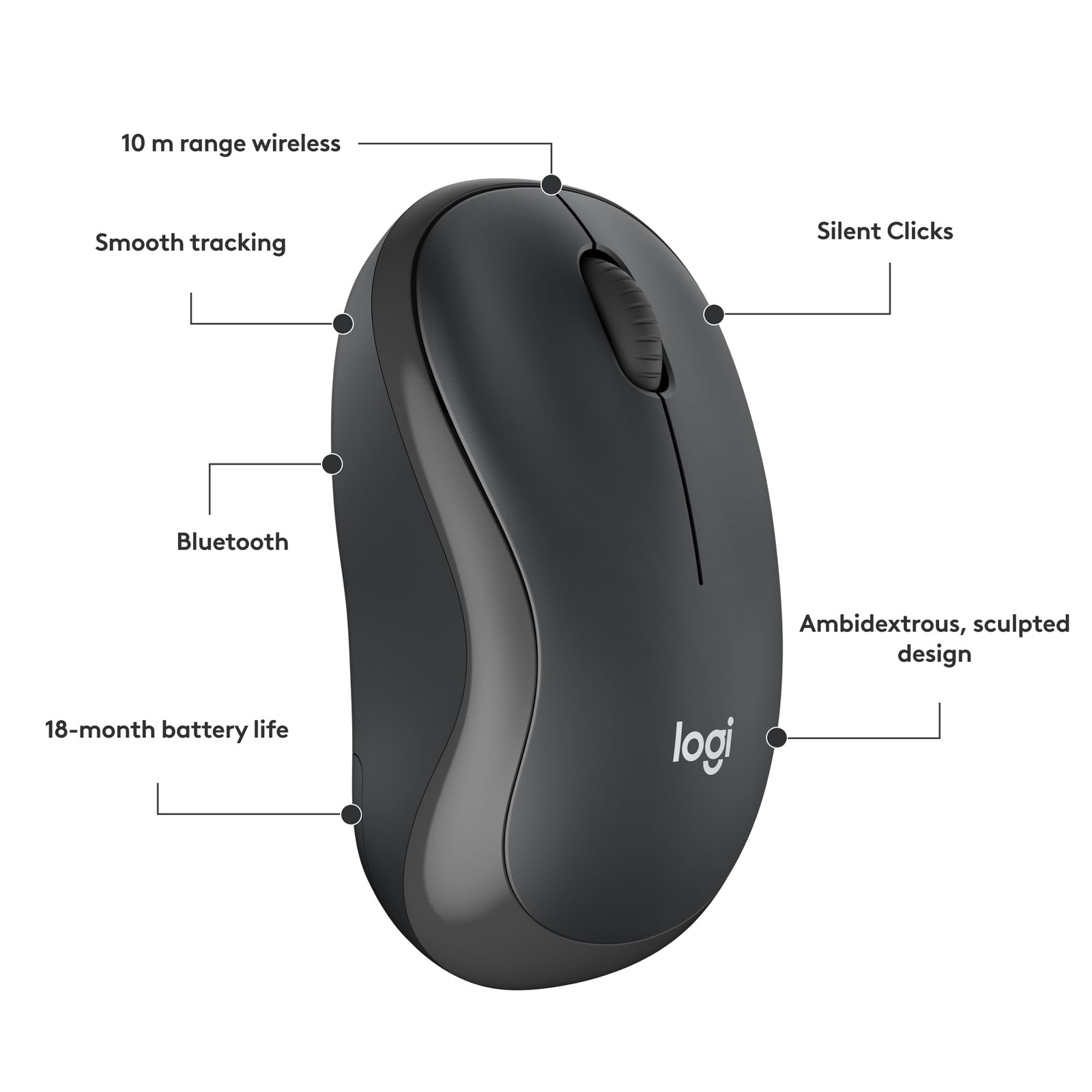 Logitech M240 Silent Bluetooth Mouse, Wireless, Compact, Portable, Smooth Track