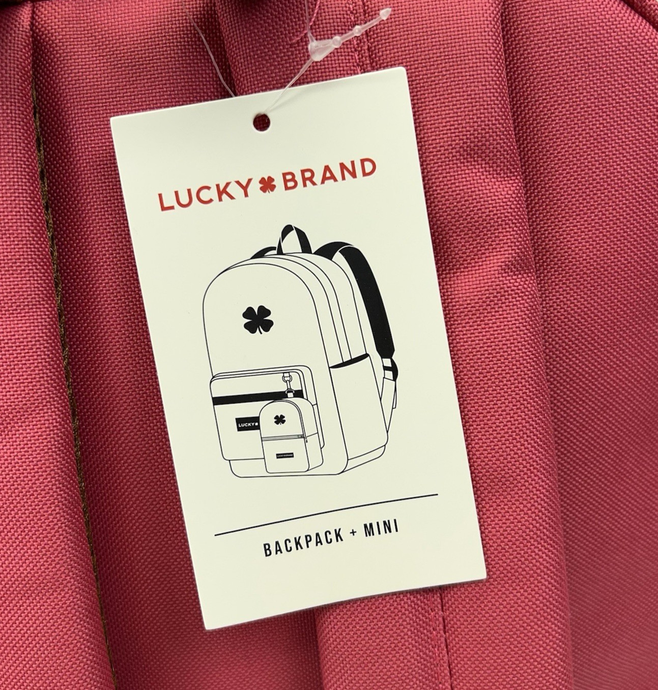LUCKY BRAND Backpack 15″ Laptop Mini Bookbag Charm Patches Pink Canvas Urban NWT