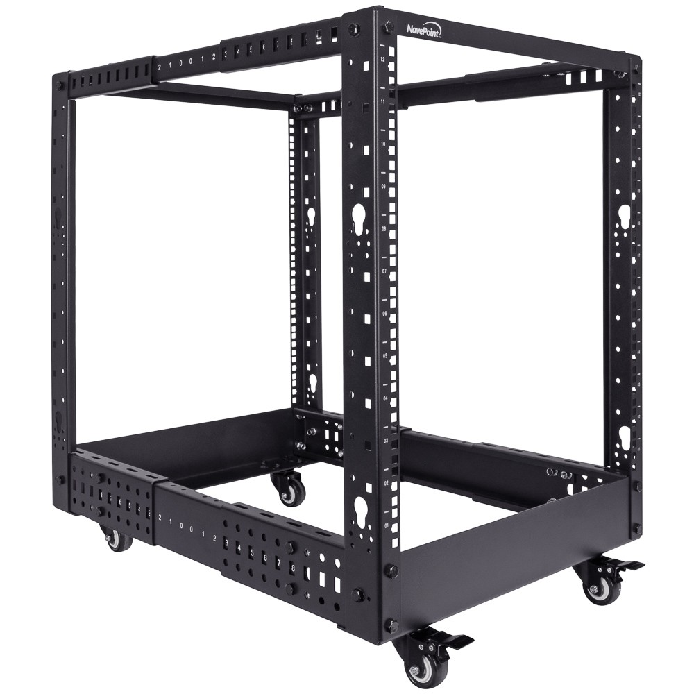 NavePoint 4-Post Open Frame Racks 19-inch Standard, Adjustable 22″-40″, Square