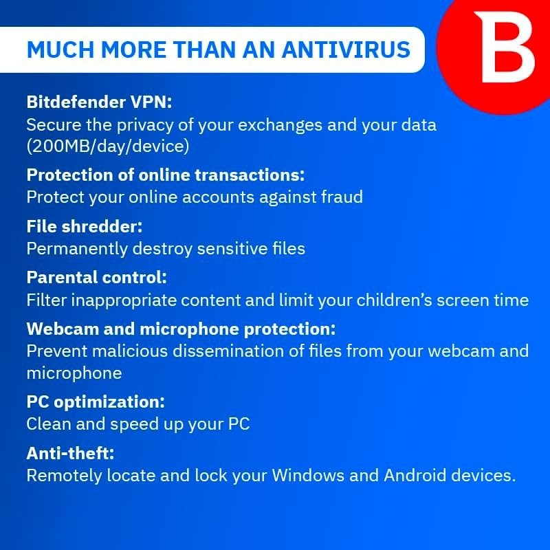 Bitdefender Total Security 2026 – 5 Devices / 2 Years USA Only. Fast Delivery.