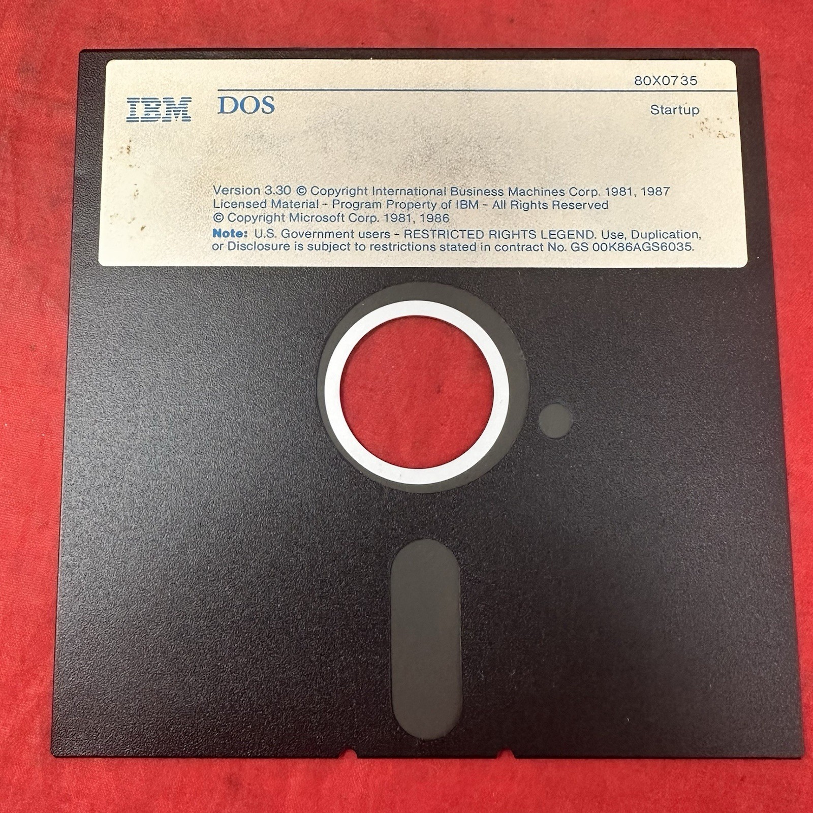 IBM DOS Operating System Version 3.30 STARTUP 5.25″ Floppy Disk 80X0735 1987 VTG