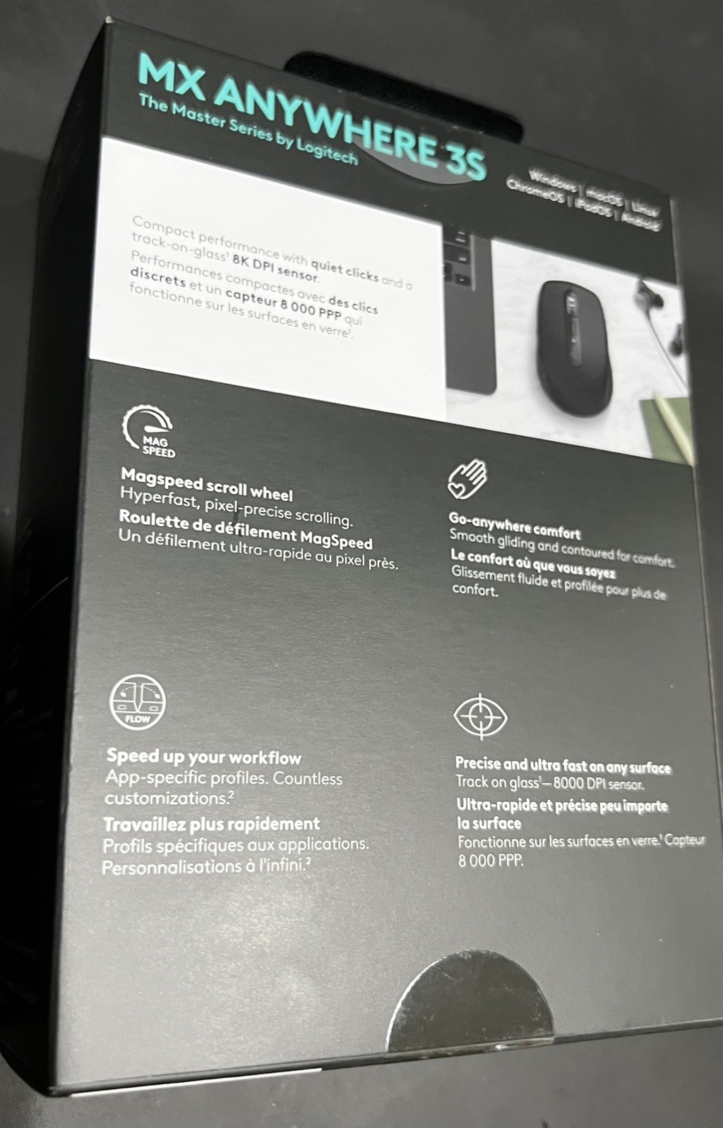 MX Anywhere 3S Wireless Mouse, The Master Series by Logitech, Bluetooth Black