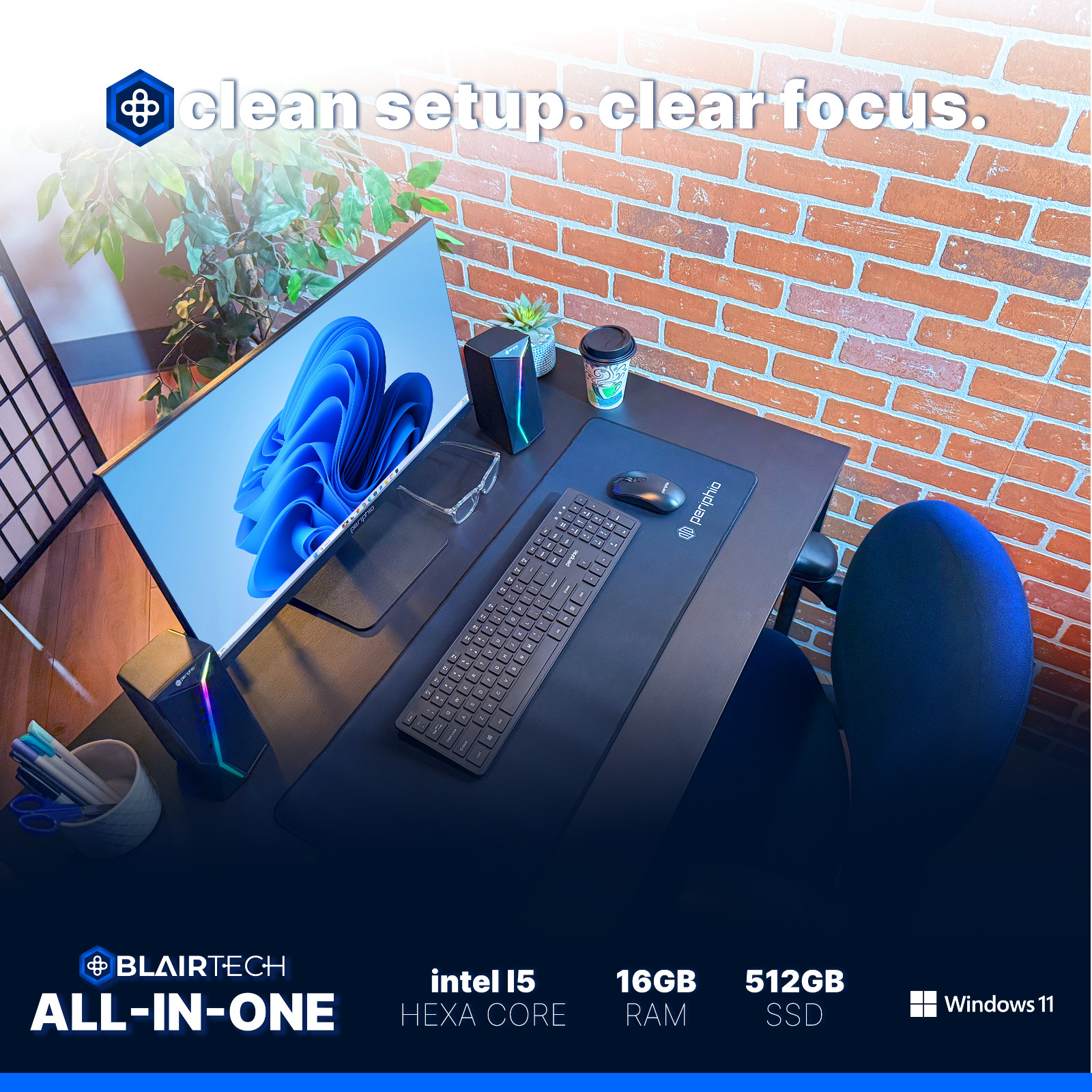 BlairTech All-in-One Desktop Intel i5 8th Gen 16GB RAM 512GB SSD Windows 11 Pro