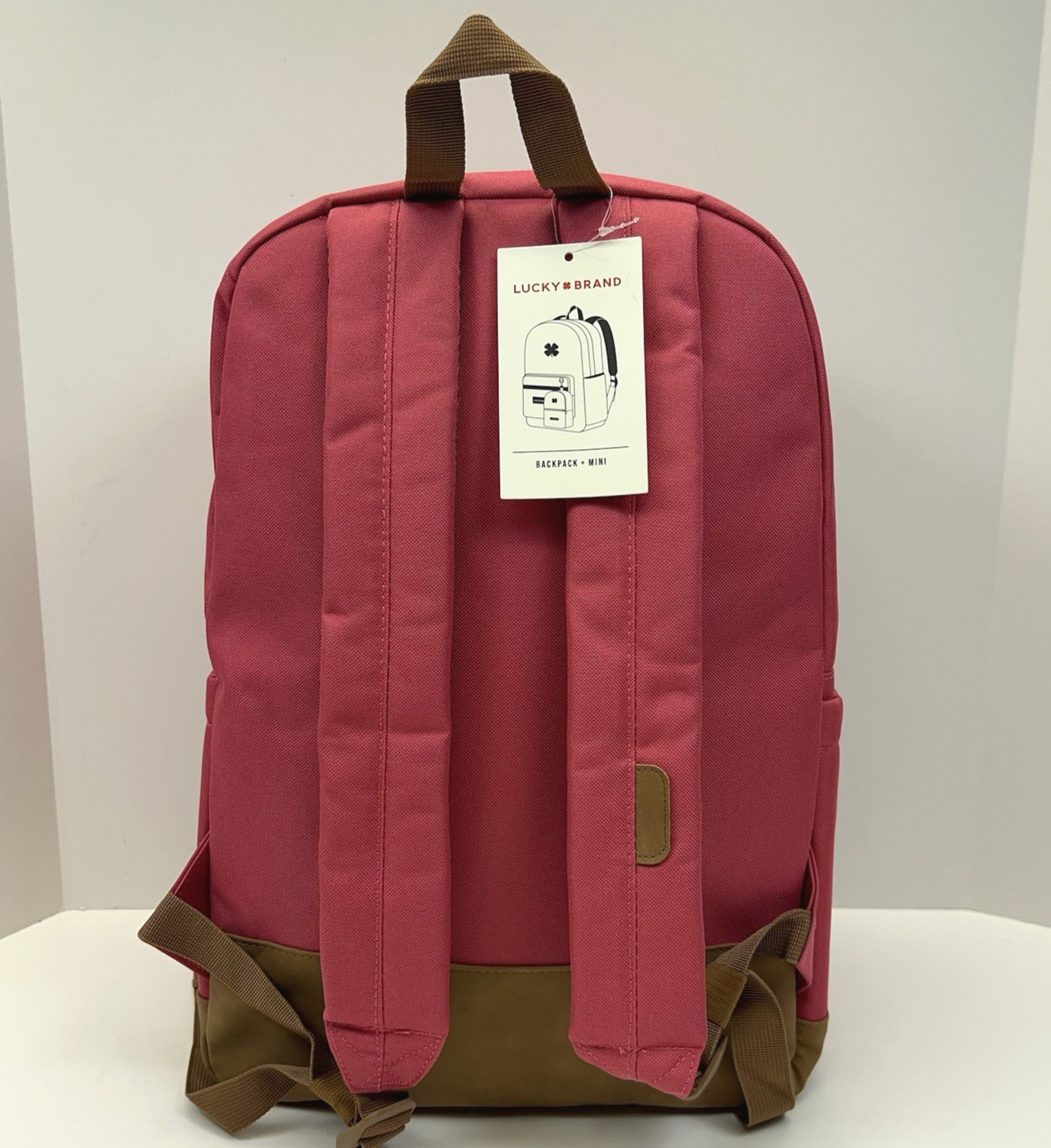 LUCKY BRAND Backpack 15″ Laptop Mini Bookbag Charm Patches Pink Canvas Urban NWT