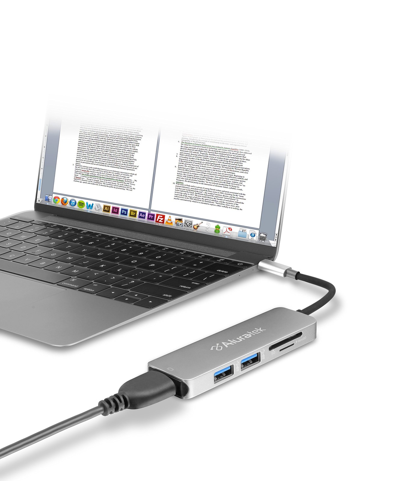 USB -Hub & Micro/SD Card Reader AUMC0302F – 4-in-1 Multiport Adapter with 4K …