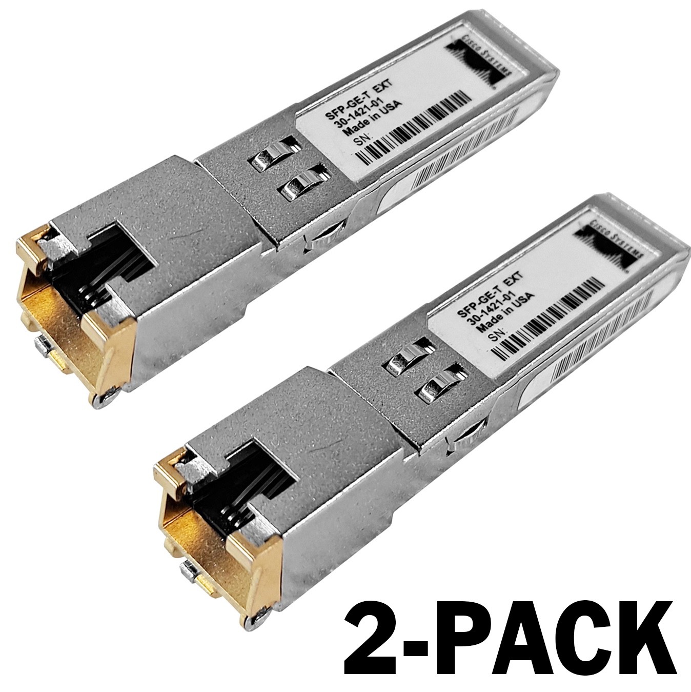 2-Pack Cisco SFP-GE-T 1000Base-T Transceiver Module P/N 30-1421-01 – NEW SEALED!