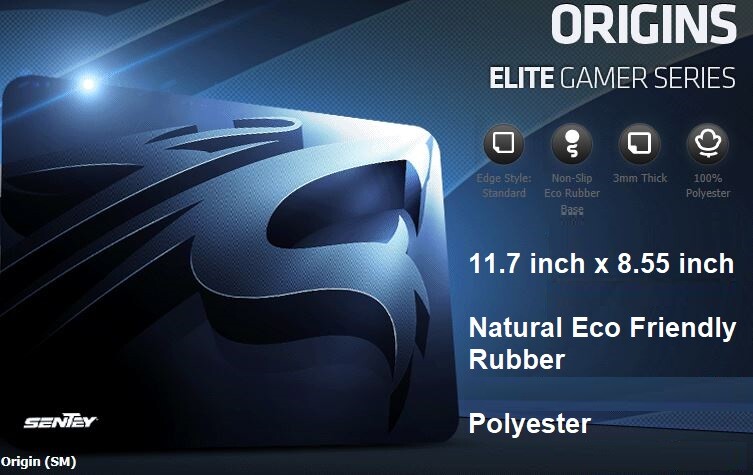 Sentey Origins Elite Gaming Mouse Pad GS-2302 3 Mm MAXTRAQ 11.7 inch x 8.55 in.