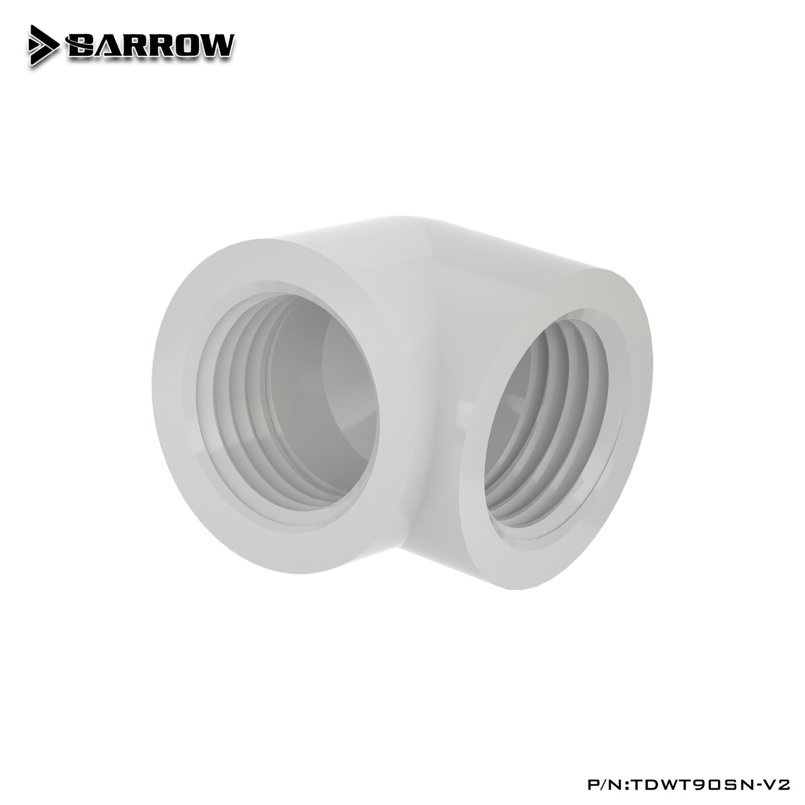 Barrow G1/4″ Female to Female Extender Fitting, 90 Degree Angle, White 4 Pack
