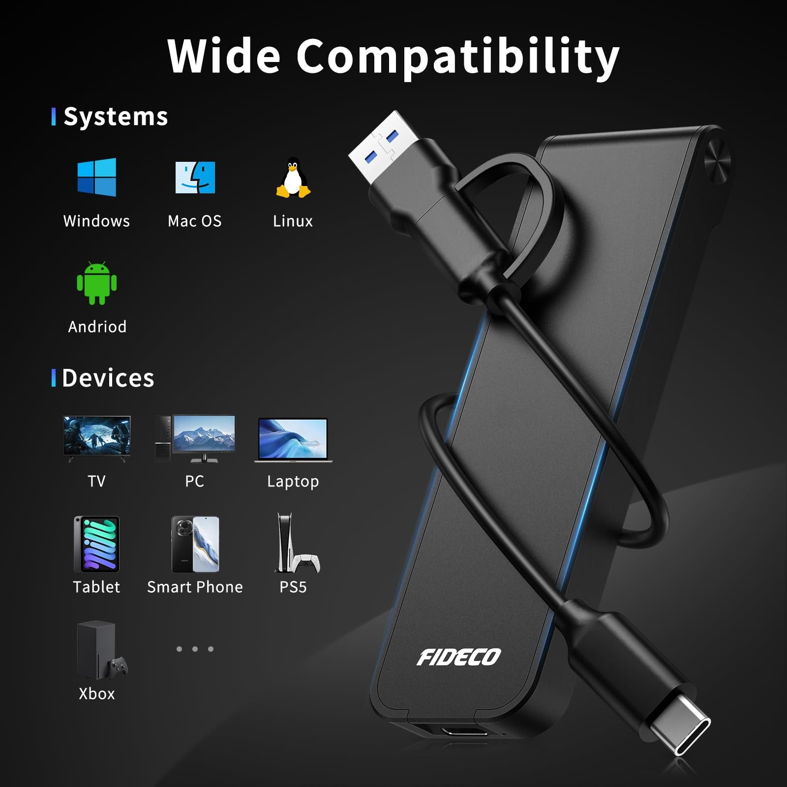 M.2 NVMe SSD Enclosure, M.2 NVMe to USB Adapter, USB 3.2 Gen 2 (10Gbps) SSD R…