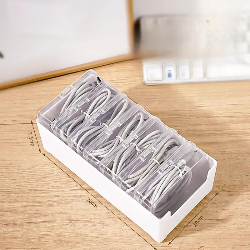 Cable Organizer Box Set Plastic Storage for Office Charging Cords & Devices