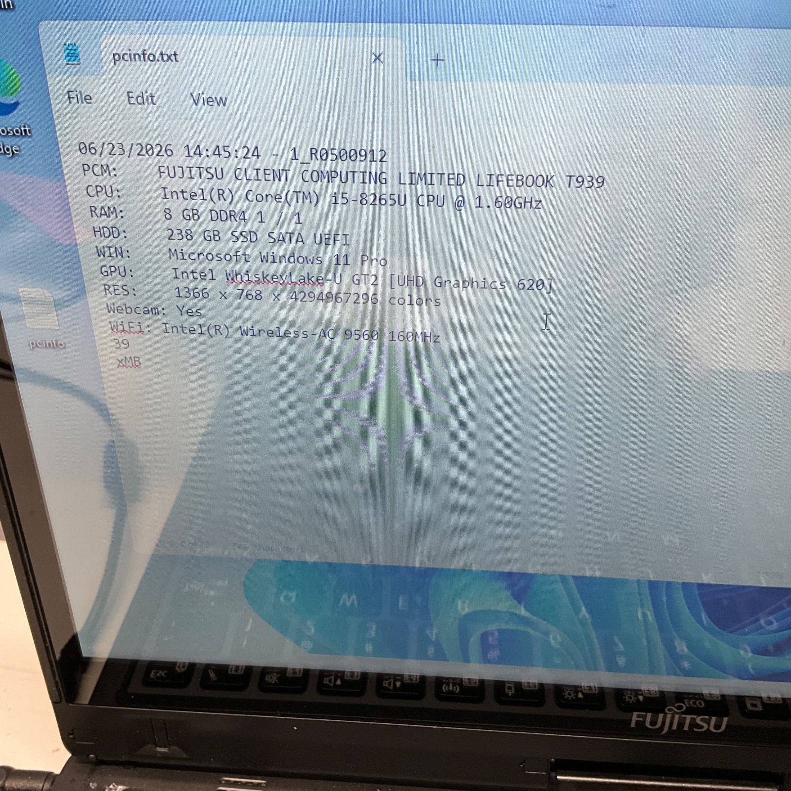 Fujitsu Lifebook T939 Laptop Intel Core i5-8265U @ 1.60 GHz 8GB 256GB SSD READ 2