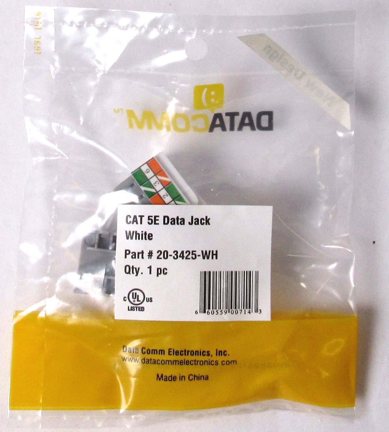 (Lot of 10) DATA COMM CAT5E Data Jacks White #20-34250-WH >NEW<