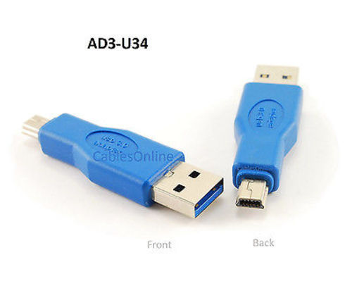 USB SuperSpeed 3.0 Type-A Male to Mini-B Male Adapter, CablesOnline AD3-U34