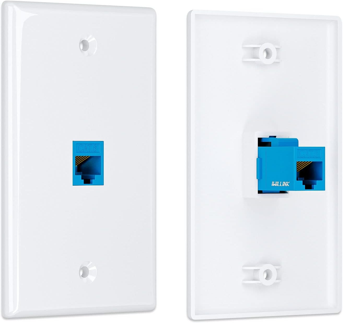(2-Pack) Ethernet Wall Plate, 1-Port Keystone Jack Wall Plate with RJ45