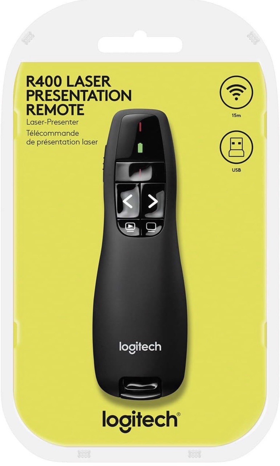 Logitech Wireless Presenter R400, USB-A PowerPoint Clicker with Laser Pointer,