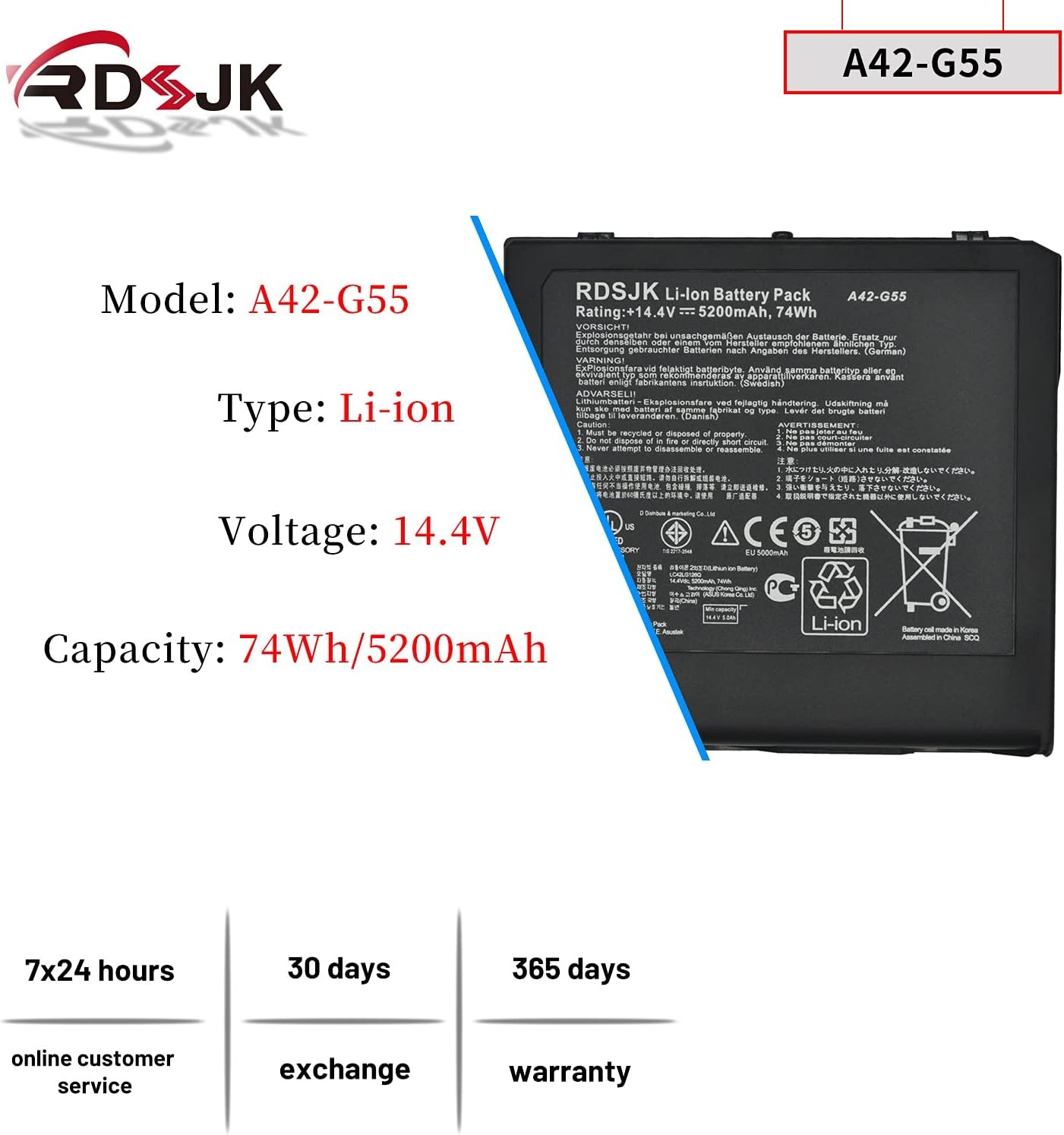 A42 G55 Laptop Battery for Asus G55 G55V G55VW G55VM DH71 G55VM DS71 G55VM ES71